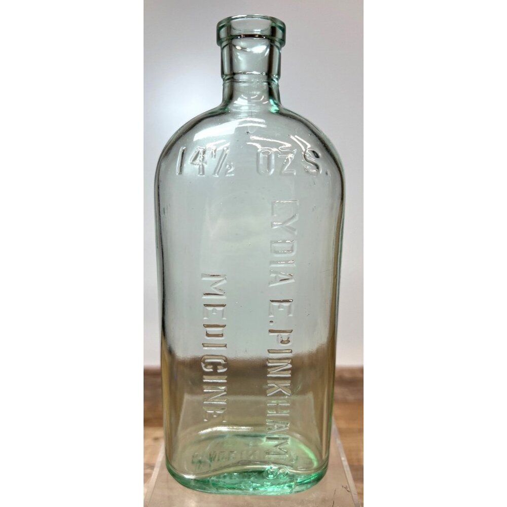 Vintage Lydia E. Pinkhams Medicine Glass Bottle With Cork 14 1/2 Ozs Embossed